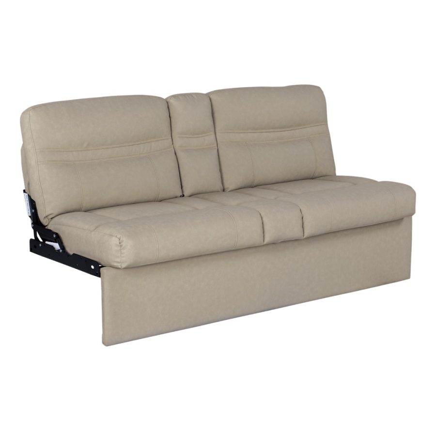 LIPPERT 2020135018 JACKNIFE SOFA-62, Jack Knife; 62 Inch Width x 30 Inch Depth x 34 Inch Height Overall; 59 Inch Width x 20 Inch Depth x 19 Inch Height Seating Surface Size; 59 Inch Width x 42 Inch Depth x 19 Inch Height Sleeping Surface Size