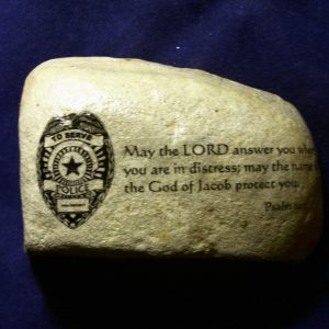 Law Enforcement Police Officer Stone gift Bible verse Psalm 20:1 Badge Protectio