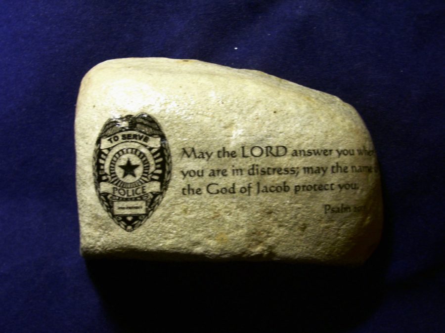 Law Enforcement Police Officer Stone gift Bible verse Psalm 20:1 Badge Protectio