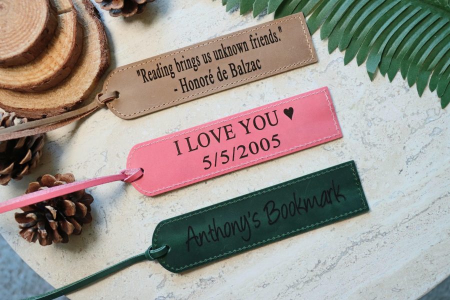 Leather Bookmark Personalized - Pink Color , Real Leather, Same Day Shipping, Free Shipping US