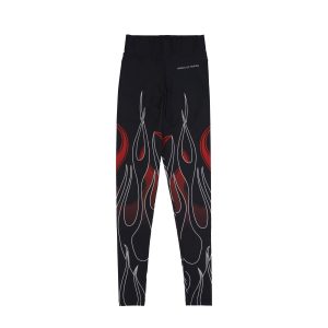 Leggings Women Double Flames Leggings Black/red