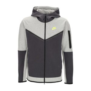 Lightweight Sweatshirt with Zip Hood for Men Sportswear Tech Fleece Full-zip Hoodie Dk Gray Heather/anthracite/volt