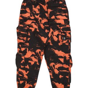 Long Men's Cargo Joggers Orange/camo