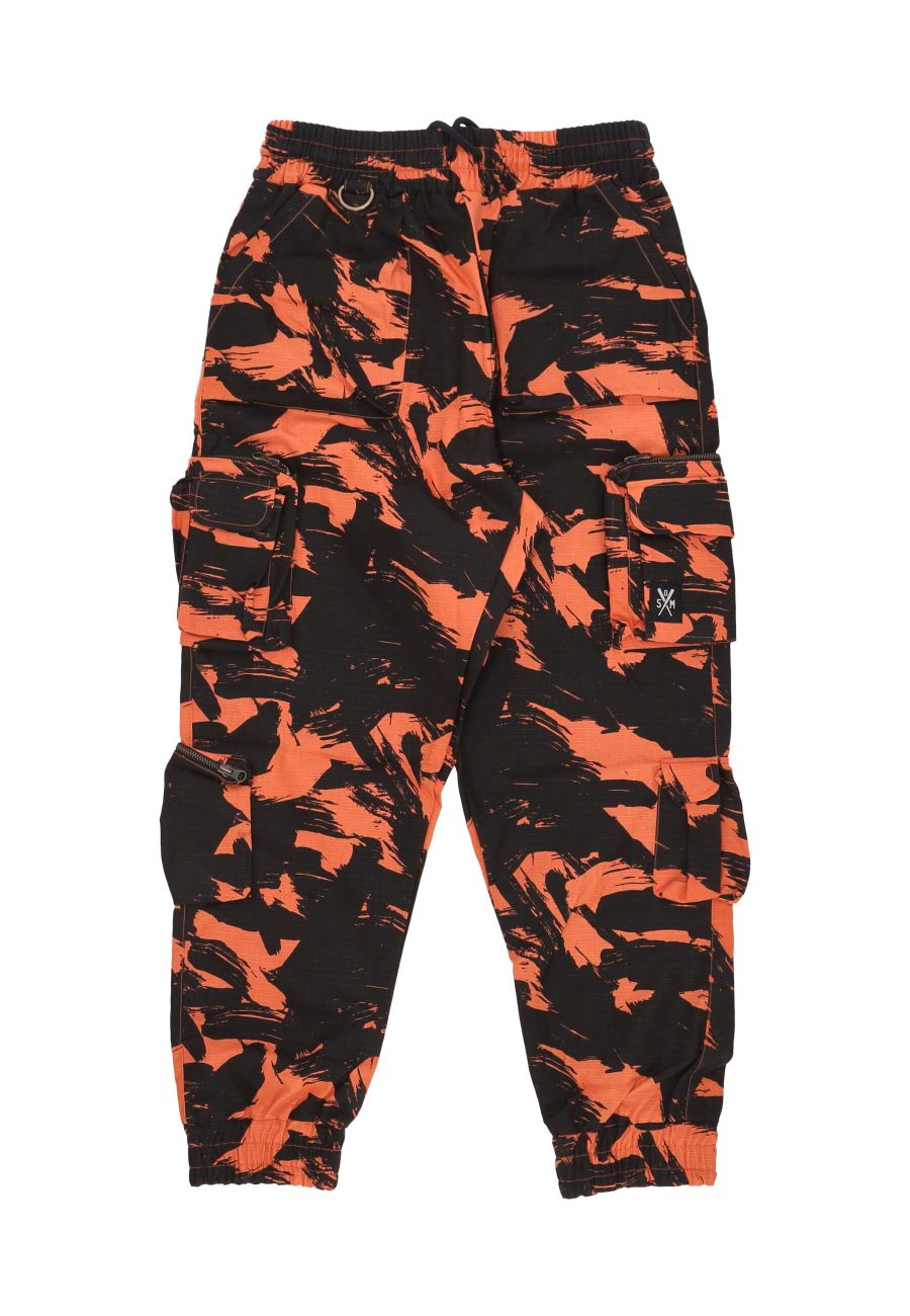 Long Men's Cargo Joggers Orange/camo