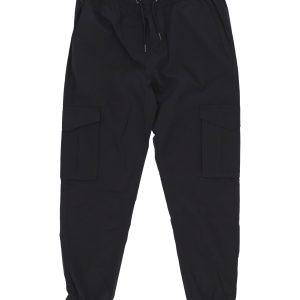 Long Men's Nylon Cargo Jogger Pants Black