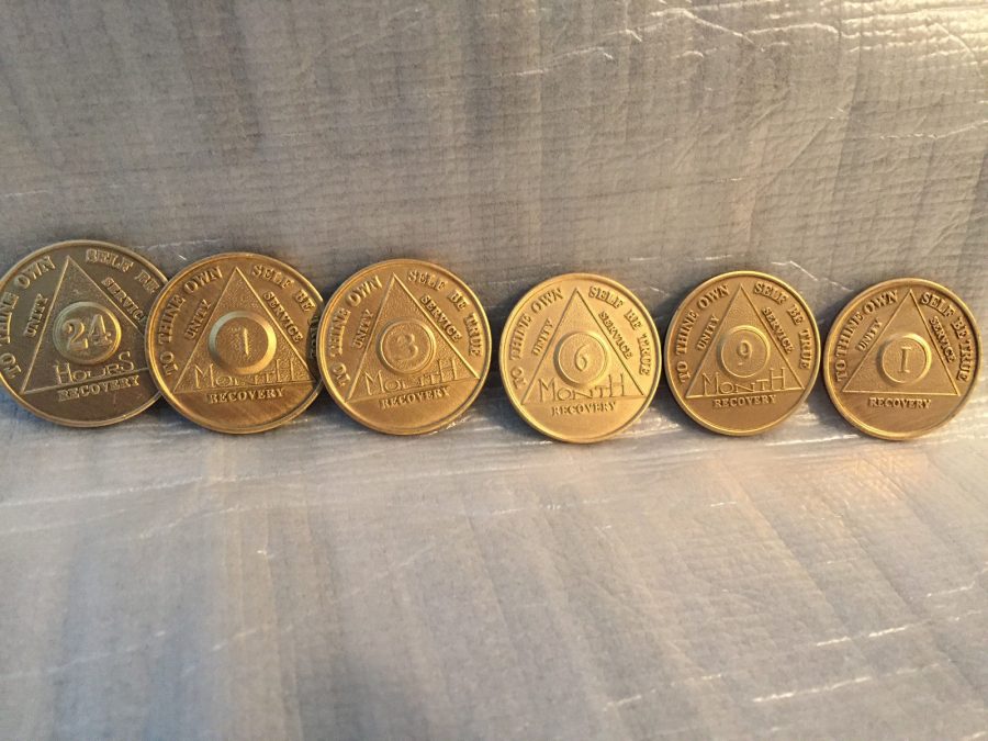 Lot of 6 Alcoholics Anonymous AA Bronze 24hrs 1 3 6 9 Month 1 Year Medallions