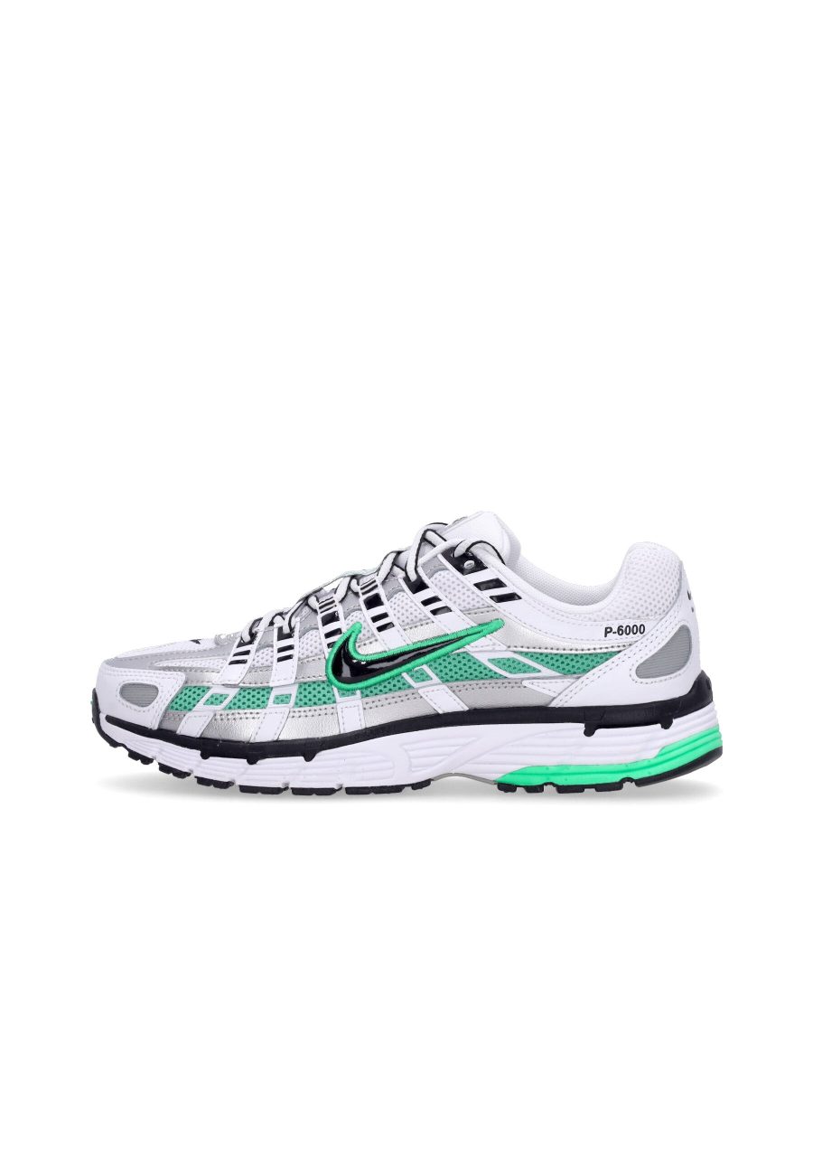 Low Men's Shoe P-6000 White/black/metallic Silver/spring Green