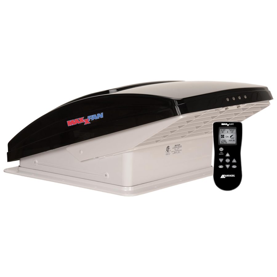 MAXXAIR 00-07500K Maxxfan Deluxe Vent, Fan and Vent Cover All in One - Powerful 10-Speed Reversible Fan with Thermostat, Built-in Rain Cover, Remote Control, Intake & Exhaust Fan, Smoke