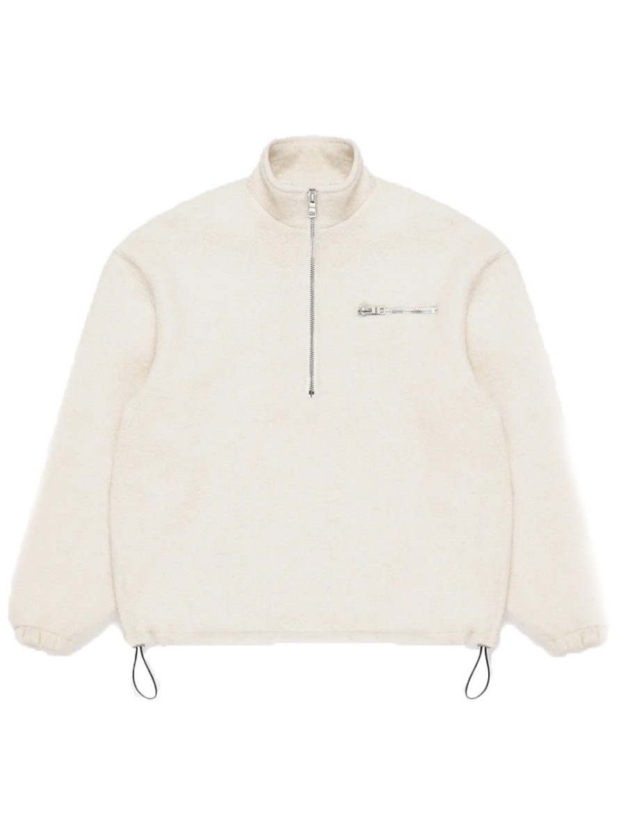 MKI MIYUKI ZOKU Boucle Quarter Zip Sweatshirt Off-White