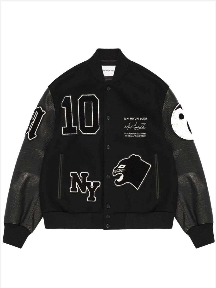 MKI MIYUKI ZOKU Patch Varsity Jacket Black