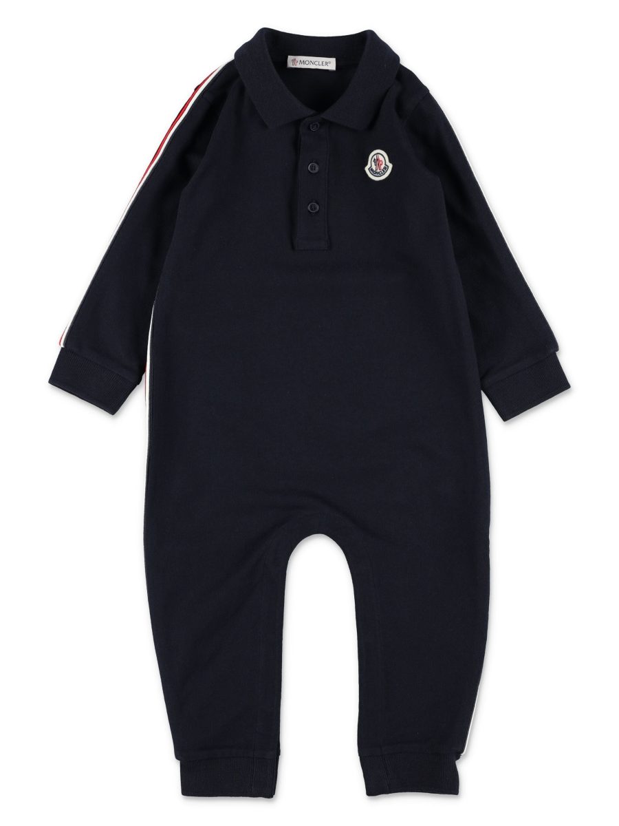 MONCLER BABY Boys Logo Patch Romper Navy