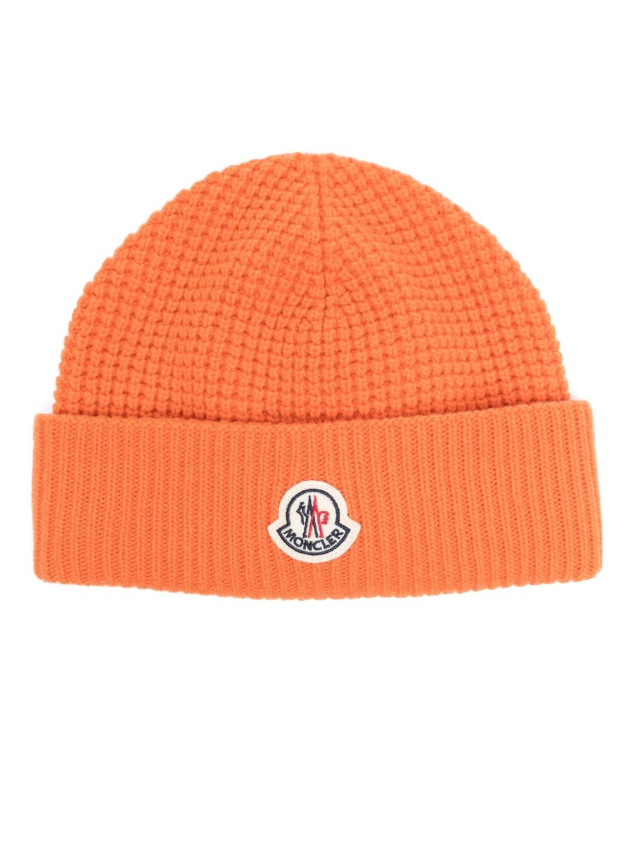 MONCLER Logo-appliqué Beanie Orange