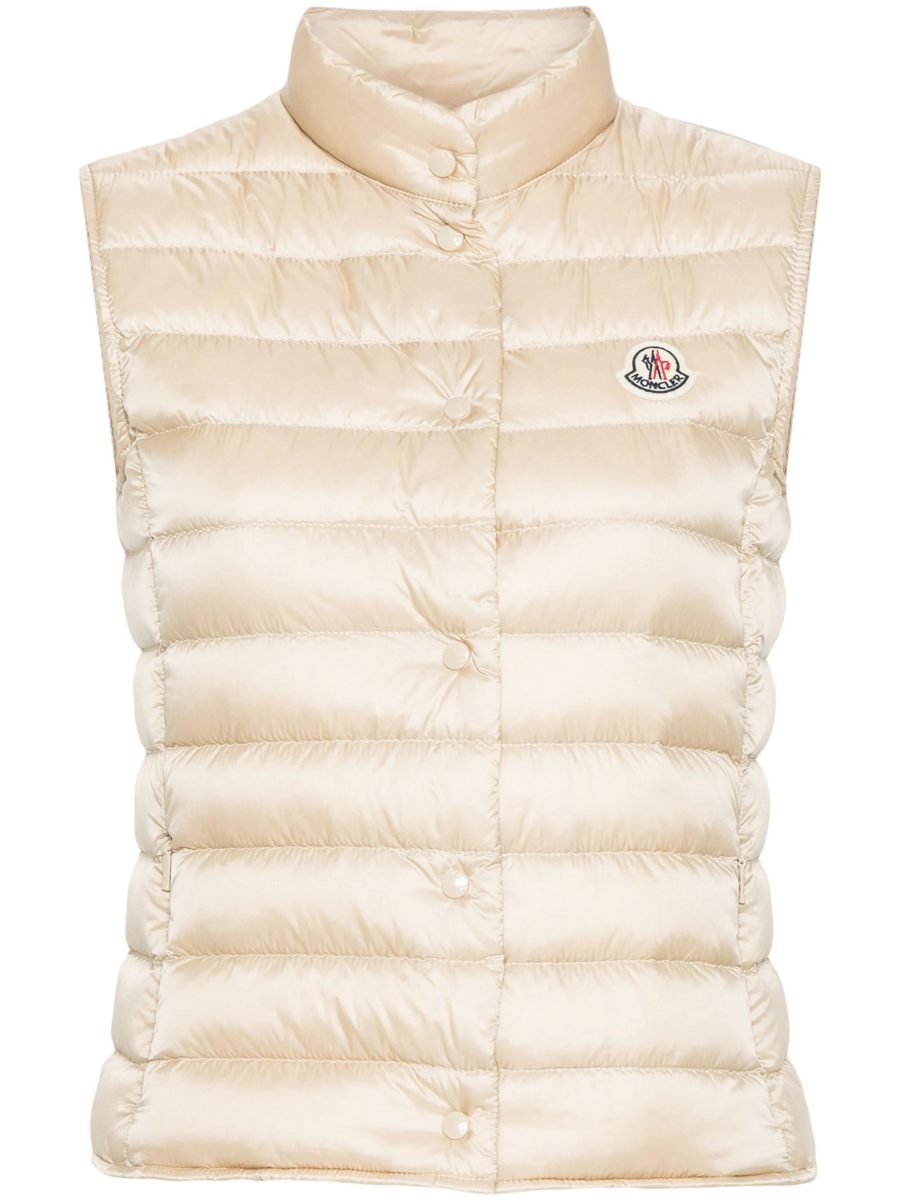 MONCLER WOMEN Liane Logo Patch Puffer Gilet Neutral