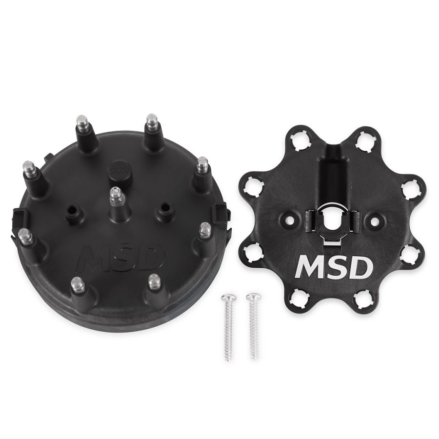 MSD 84083 MSD AND FORD CAP BLACK, For Use With MSD Distributors That Use A Ford Style Cap; With Wire Retainer; Clip Down; HEI Style Posts; Black