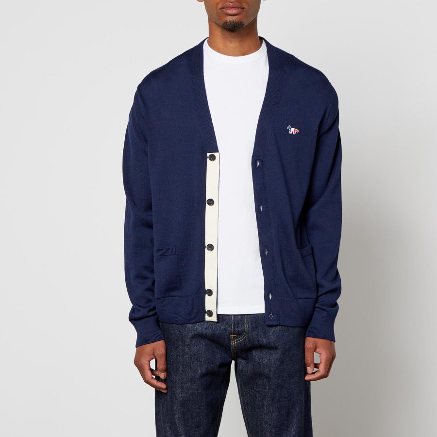 Maison Kitsuné Tricolour Fox Patch Classic Cardigan - Navy - L