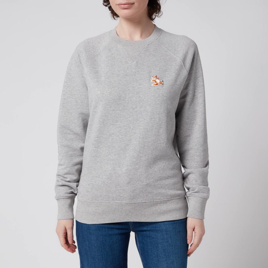 Maison Kitsuné Unisex Chillax Fox Patch Classic Sweatshirt - Grey Melange - M