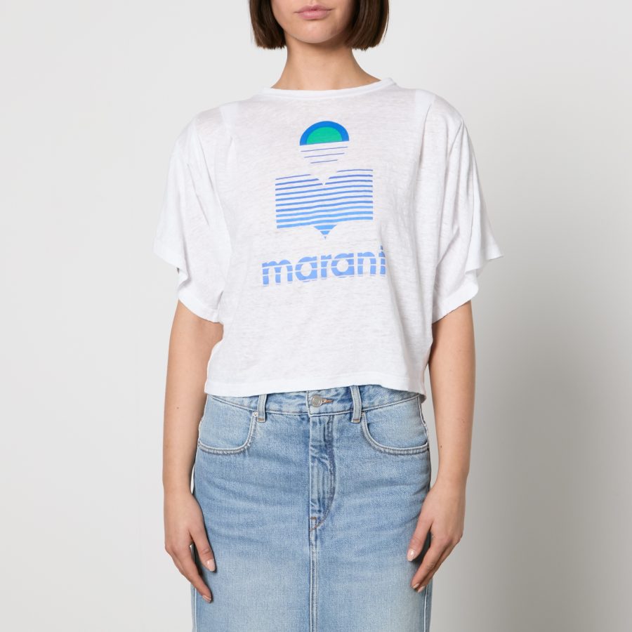 Marant Etoile Kyanza Logo-Print Linen T-Shirt - S