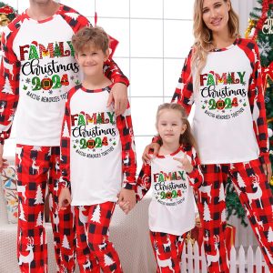 Matching Family Christmas Pajamas Adult's Kid's Polyester Christmas Pattern Top Pants