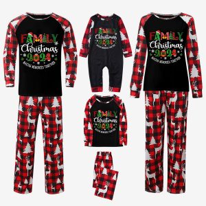 Matching Family Christmas Pajamas Adult's Kid's Polyester Christmas Pattern Top Pants