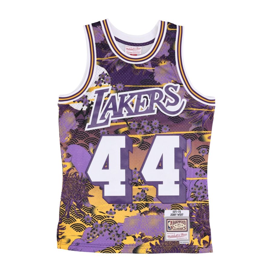 Men's Basketball Tank Top Nba Ah Swingman Jersey 5.0 Hardwood Classics 1971 No 44 Jerry West Loslak Purple/yellow