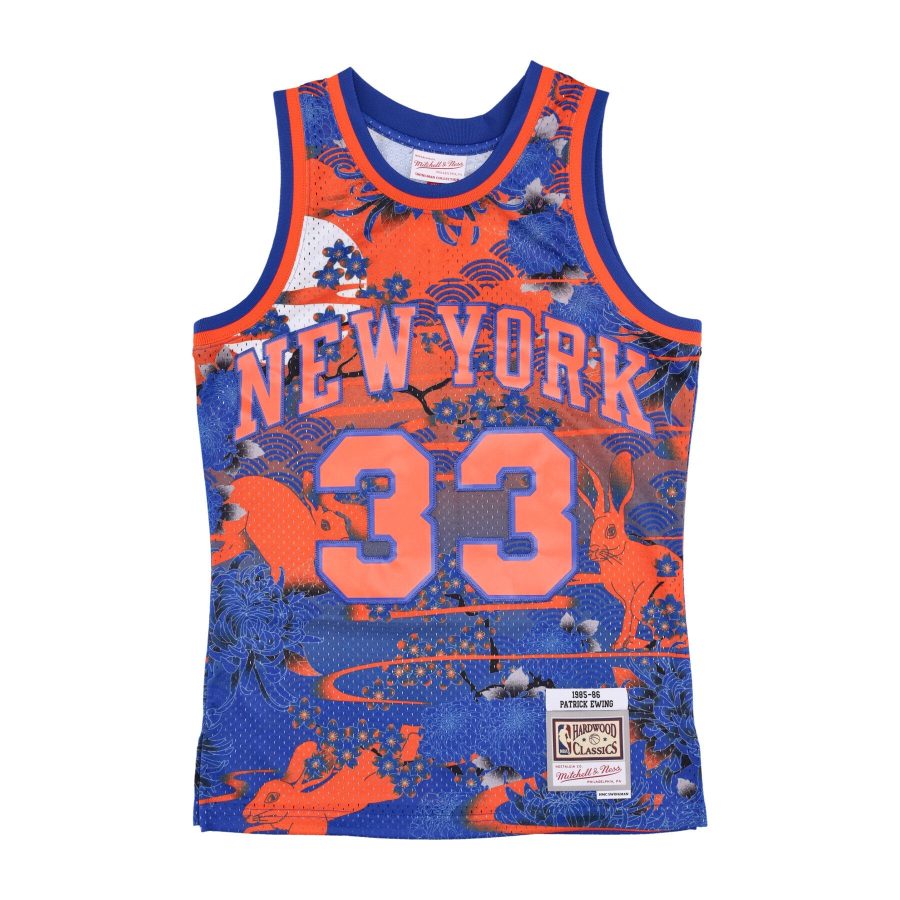 Men's Basketball Tank Top Nba Ah Swingman Jersey 5.0 Hardwood Classics 1985 No 33 Patrick Ewing Neykni Blue/orange