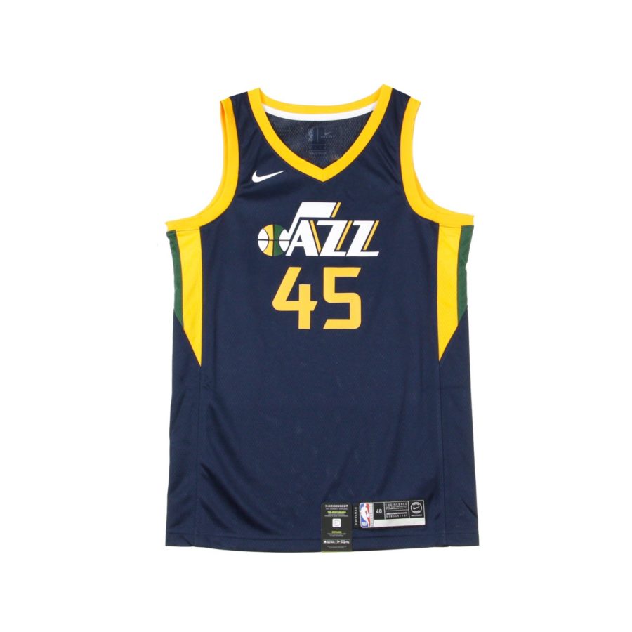 Men's Basketball Tank Top Nba Swingman Jersey Icon Edition No 45 Donovan Mitchell Utajaz Road College Navy/sundial