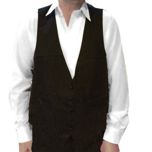 Mens Black Tuxedo Vest with 5 Buttons & Satin Back