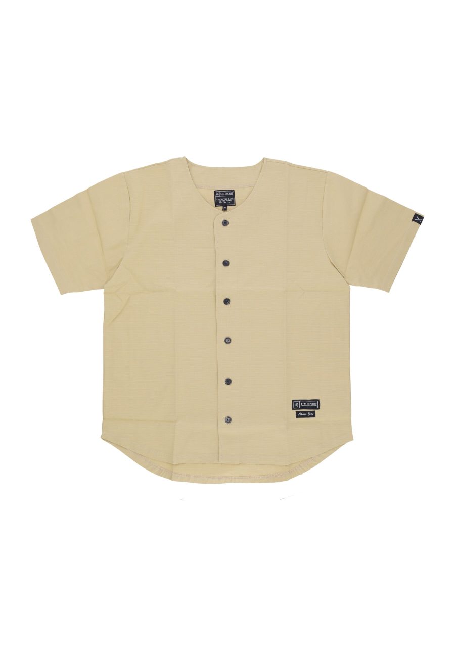 Men's Buttoned Jacket Baseball Shirt Sand