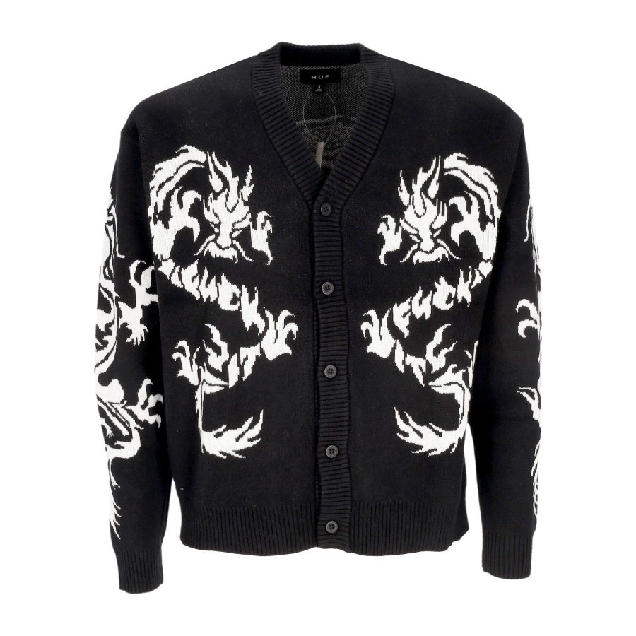 Men's Cardigan Twin Dragon Cardigan Black