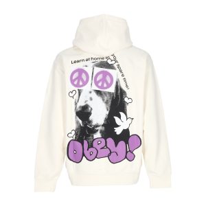 Men's Lightweight Hooded Sweatshirt Peace Eyes Box Fit Premium Hoodie Unbleached