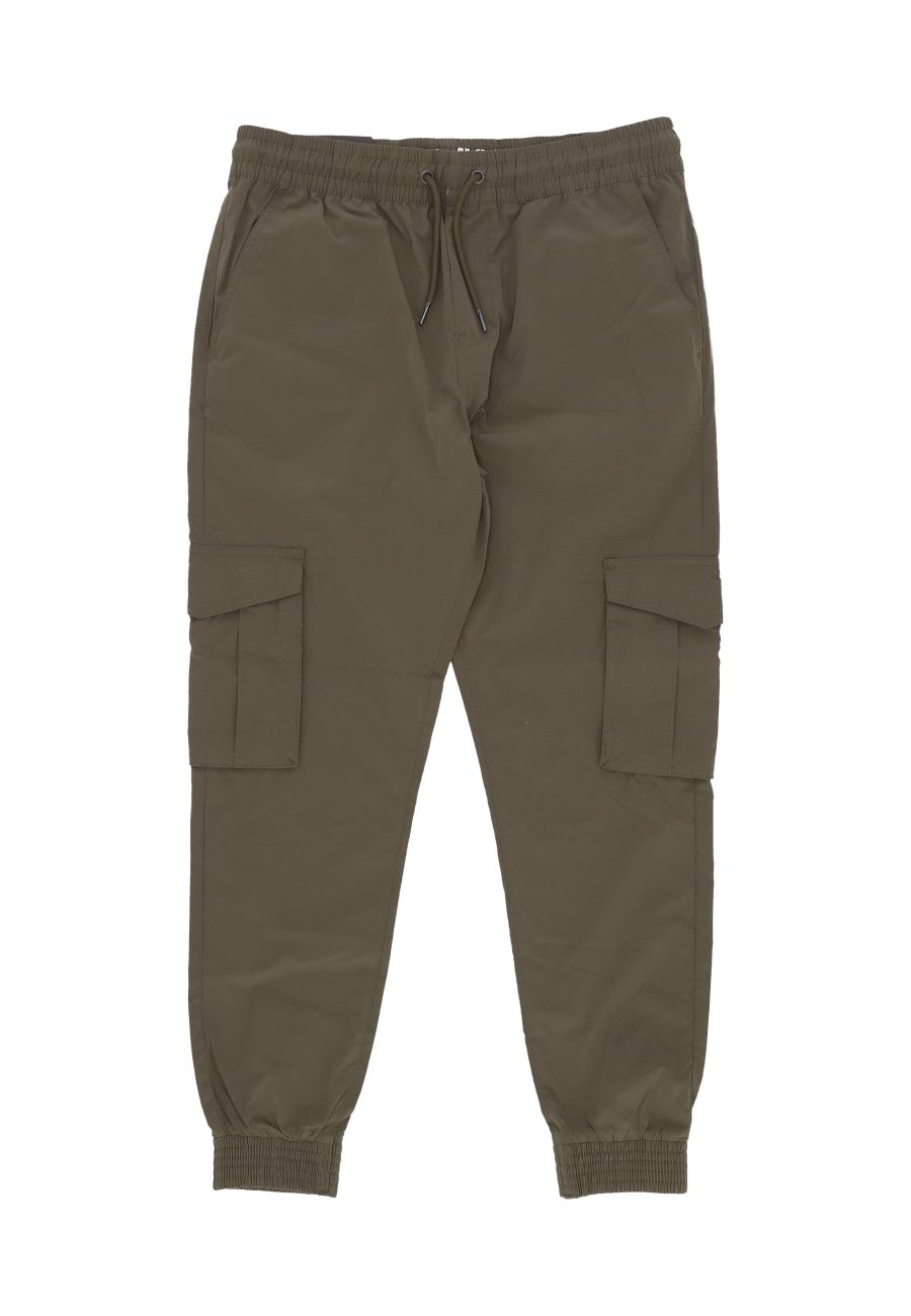 Men's Long Nylon Cargo Jogger Pants Dark Olive