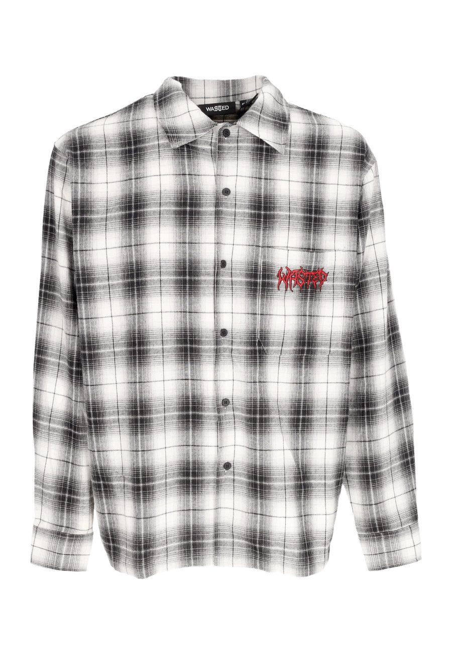 Men's Long Sleeve Tartan Bones Shirt Black/white