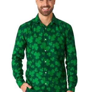 Mens Suitmeister Button Up St. Pats Green Shirt