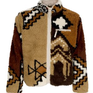 Men's bear Moroccan Rug Sherpa Jacket Brown Multi