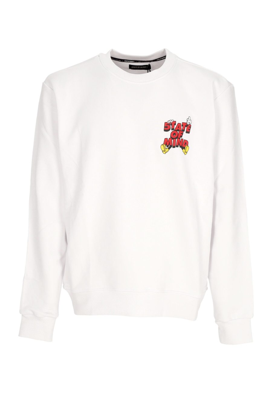 Mickey 5tate Men's Lightweight Crewneck Sweatshirt White