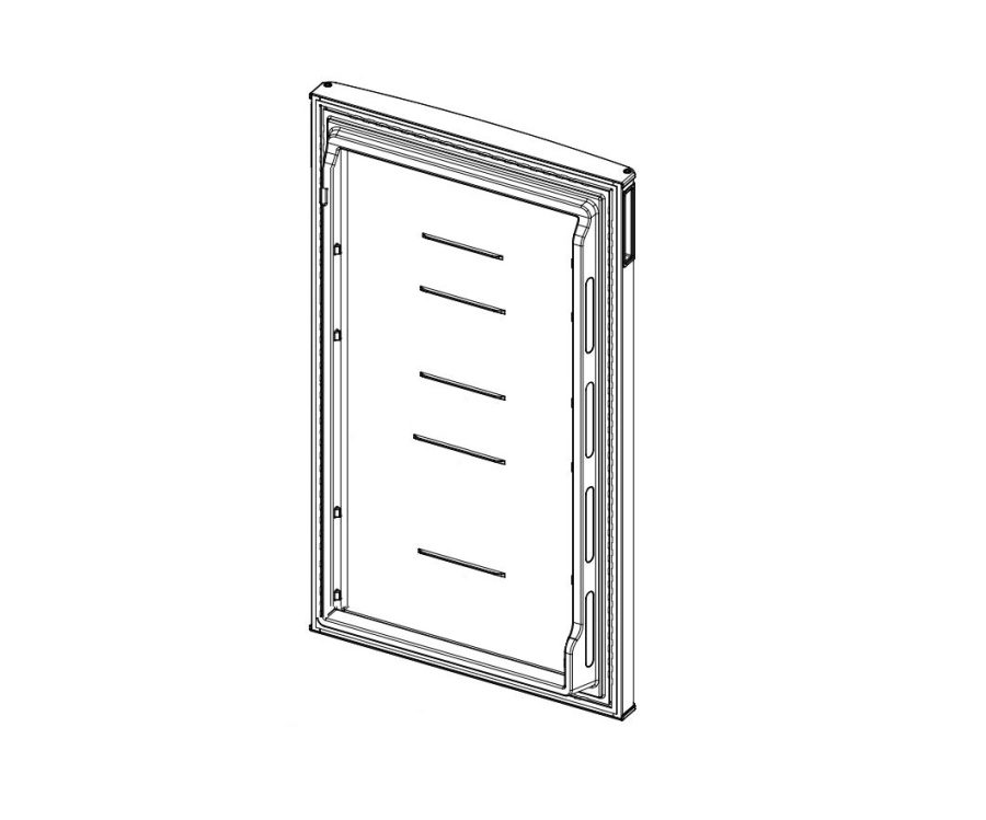 NORCOLD 640467 SS FRESH FOOD DOOR ASSEMBLY, Replacement For Norcold N8DC Series Refrigerator; Wrap Style With Gasket; Lower; Stainless Steel