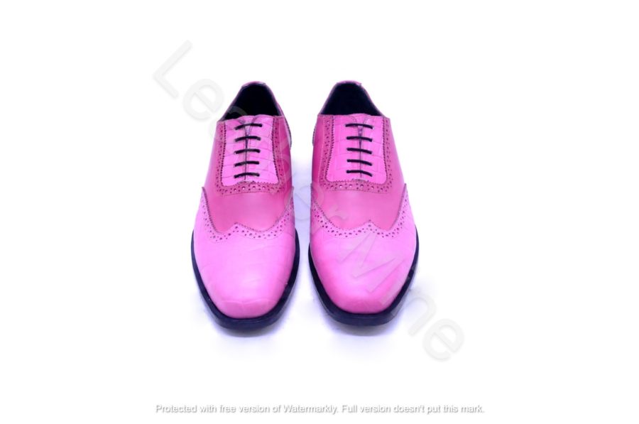 New Men's Handmade Wingtips Leather Shoes Pink Genuine Cow Leather Dess Shoes