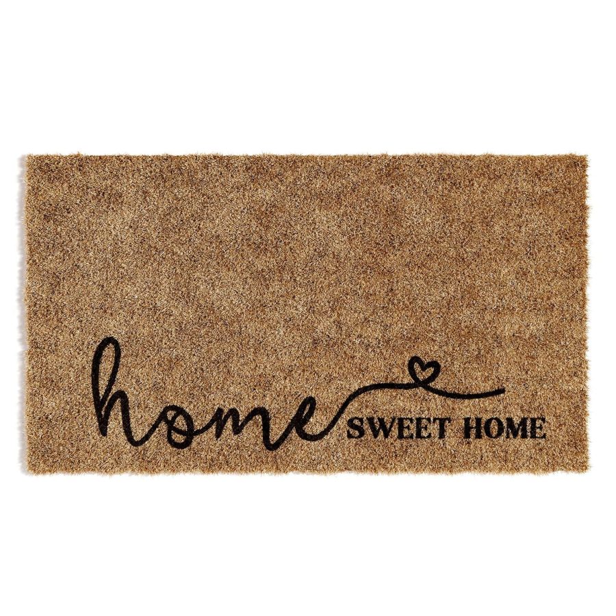 No Shedding, Non-Slip, 30X17 Brown 'Home Sweet Home' Doormat Welcome Mat With He