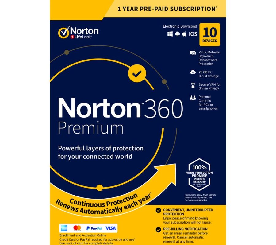 Norton 360 Premium EU Key (1 Year / 10 Devices) + 75 GB Cloud Storage