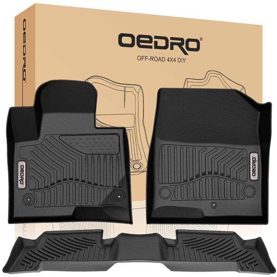 OEDRO? Floor Mats for 2013-2018 Hyundai Santa Fe, Black TPE All Weather Front & Rear Full Set Floor Liners