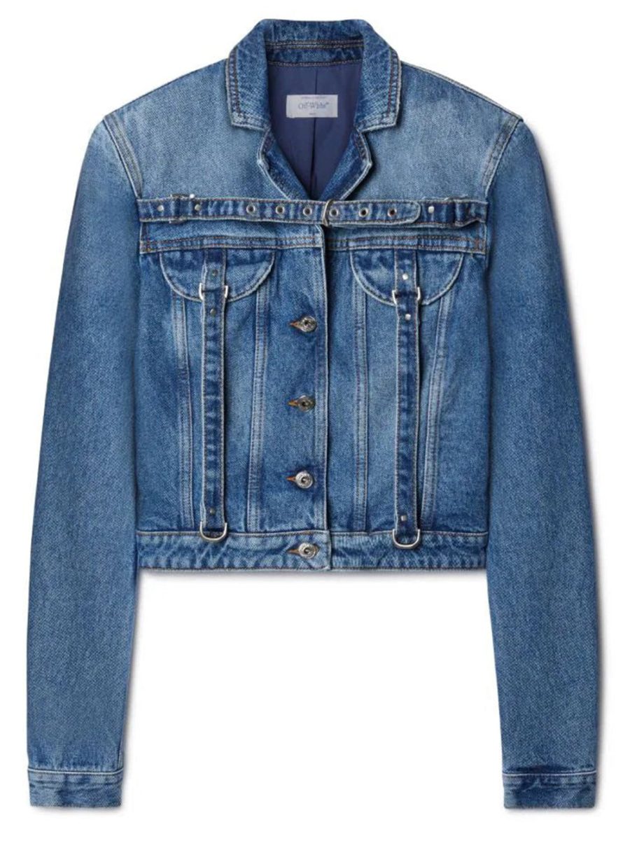 OFF-WHITE WOMEN Cargo Crop Denim Jacket Blue