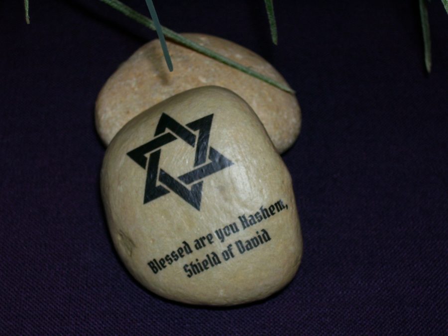 One Medium sized Hebrew Judaic Jewish Stone Rock The Star of David Blessed are y