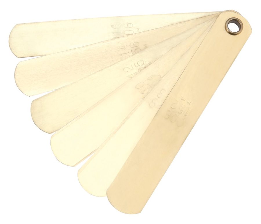 PERFORM TOOL W80526 FEELER GAUGE, 6 Blades/ 0.006 To 0.016 Inch And 0.152 To 0.406 Millimeter; Brass