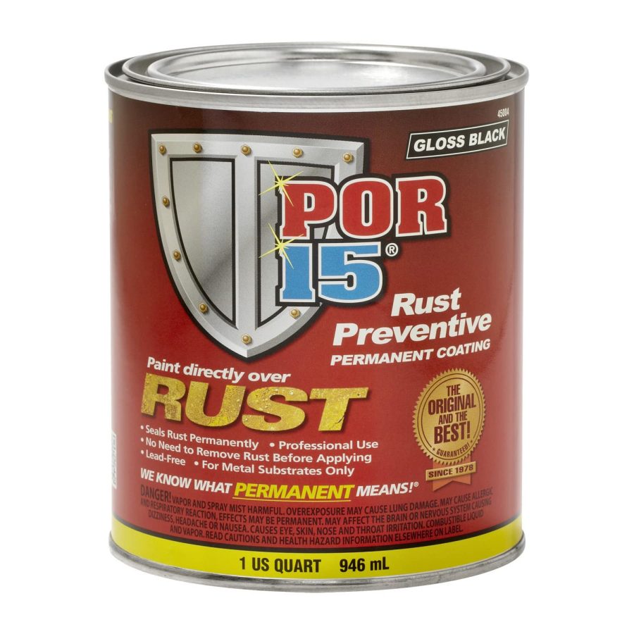 POR 15 45004 Rust Preventive Paint, Stop Rust and Corrosion Permanently, Anti-rust, Non-porous Protective Barrier, 32 Fluid Ounces, Gloss Black