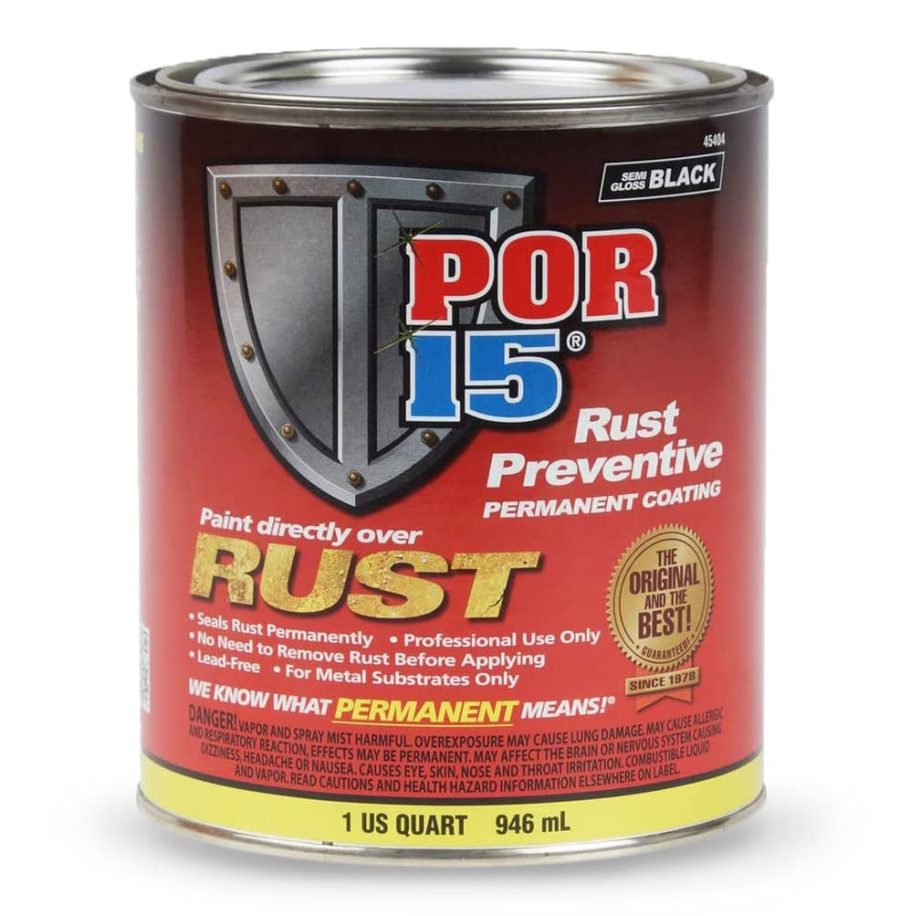 POR 15 45404 Rust Preventive Coating, Stop Rust and Corrosion Permanently, Anti-rust, Non-porous Protective Barrier, 32 Fluid Ounces, Semi-gloss Black