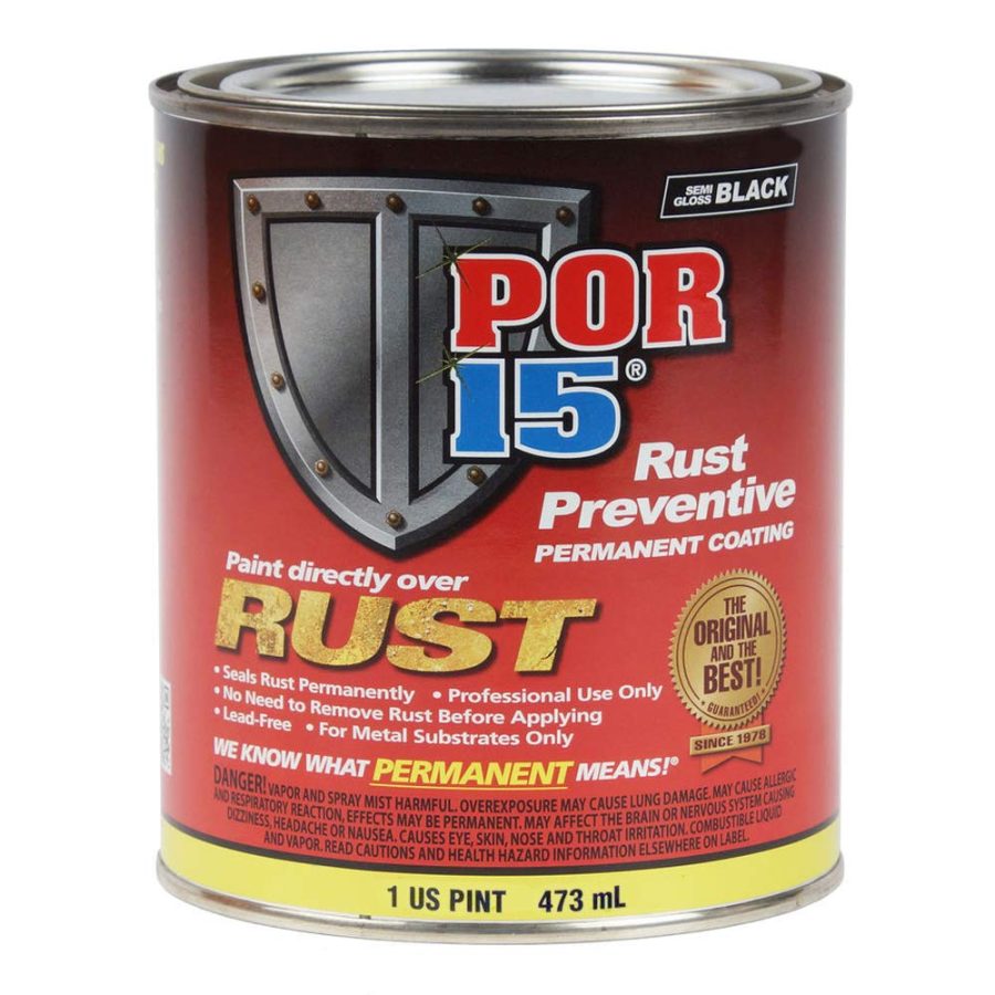 POR 15 45408 Rust Preventive Coating, Stop Rust and Corrosion Permanently, Anti-rust, Non-porous Protective Barrier, 16 Fluid Ounces, Semi-gloss Black