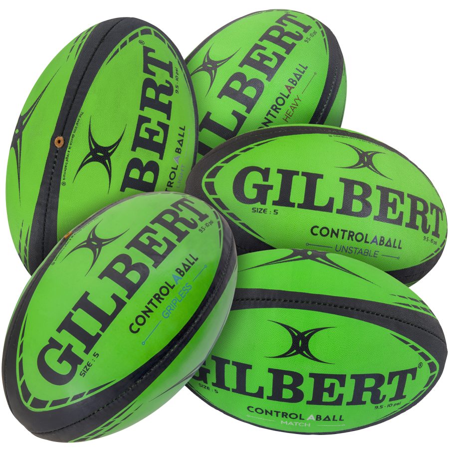 Pack of 5 Rugby Balls Gilbert Pass Catch Skill System (size 5)