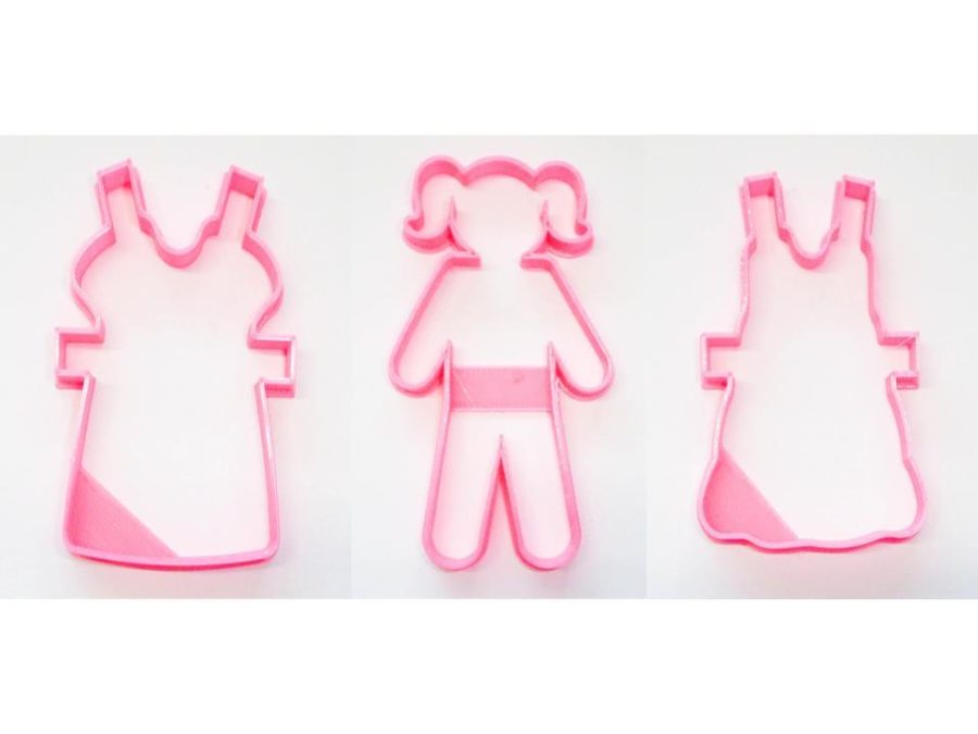 Paper Doll With Tab Girl Dress Set of 3 Cookie Cutters USA PR1505