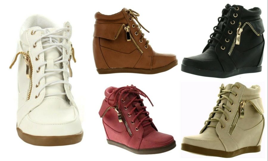 Peter-30K Kids Girls Leatherette Lace-Up High Top Wedge Fashion Sneaker Booties