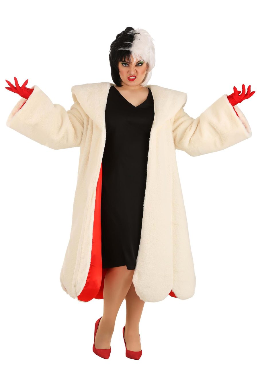 Plus Size Women's Deluxe Cruella De Vil Coat Costume